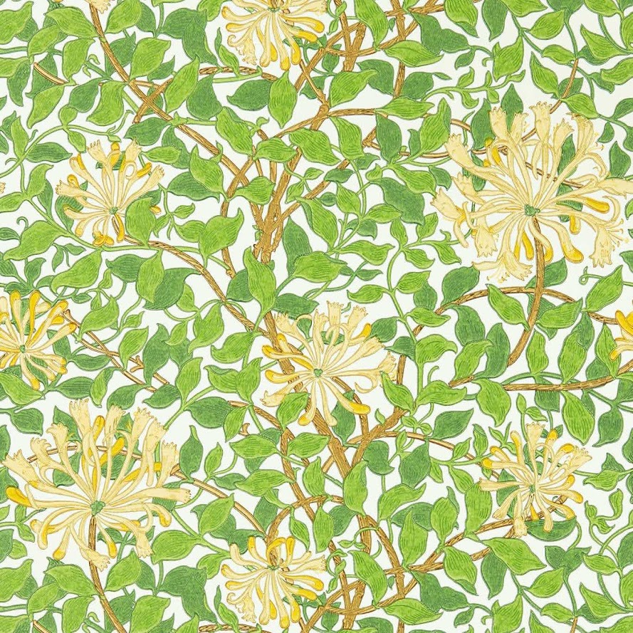 Englische Design Tapeten William Morris sehr schöne Luxus Papier Tapete grün gelb weiss braun Blumen Blüten in Berlin kaufen