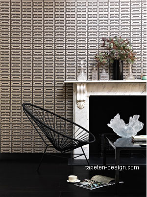 Tapeten Design grau braun weiss Grafik Muster im Wohnzimmer osborne little kaufen