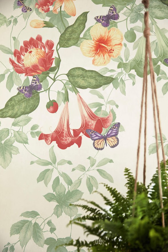 englische Tapeten: Design Little Greene Blumen und Vögel aus England in Berlin kaufen